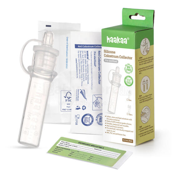 Haakaa Silicone Colostrum Collector  Art.MHK140  Speciāla silikona jaunpiena savācējs ,1 psc,4 ml (pre-sterilised)