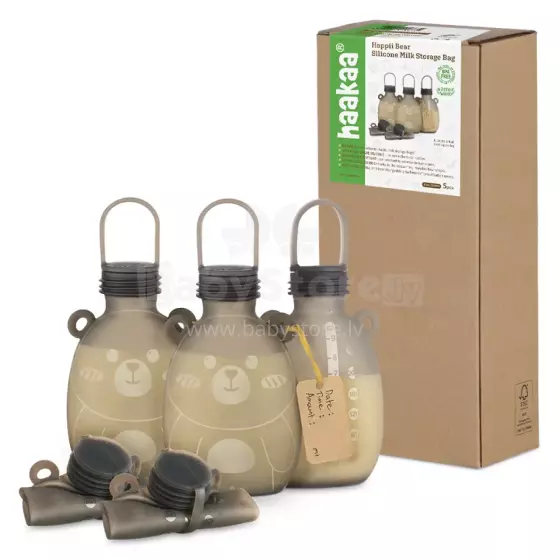 Haakaa Happy Bear Silicone Milk Storage Bag Art.MHK167  Силиконовый контейнер для  воды, пюре, соков,3 шт, 260мл