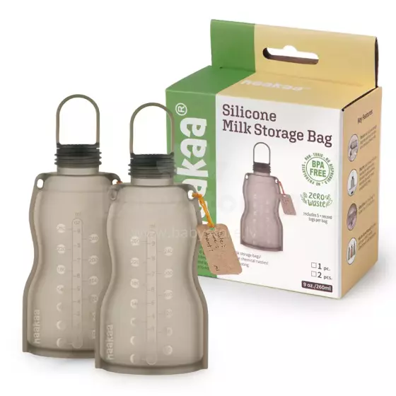 Haakaa Silicone Milk Storage Bag Art.MHK090 Силиконовый контейнер  для  воды, пюре, соков ,2 шт,260мл
