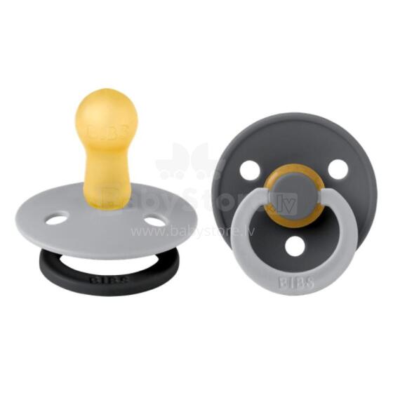 Bibs Studio Colour Round Fusion Art.263670 Cloud Iron Mix Pacifier, 100% natural  6-18  (2pcs)