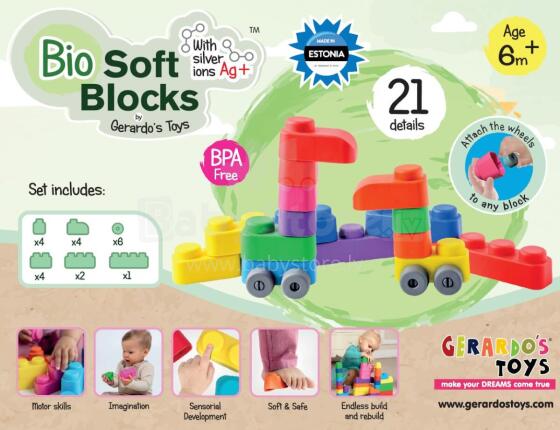 Gerardo's Toys Art.264140 Набор мягких кубиков,21шт