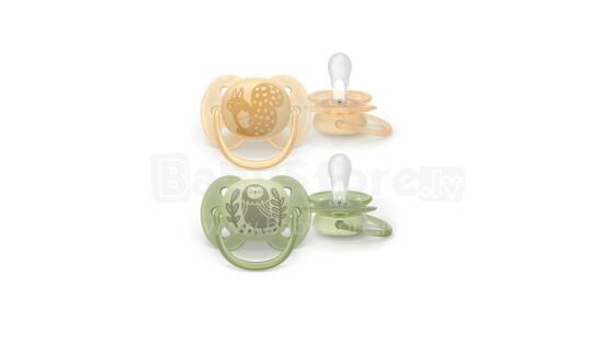AVENT SCF091/46 Ultra Soft Pacifier Forest Friends 6-18m Squirrel / Owl