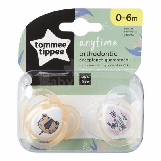 Tommee Tippee silikona māneklis 2vnt 0-6m Anytime 433649