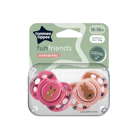 TOMMEE TIPPEE māneklītis silikona FUN 18-36 m., 2 gab., 433657