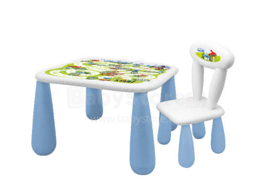 MALTEX SET LUNA SMERFY Bērnu galds + krēsls balts/zils