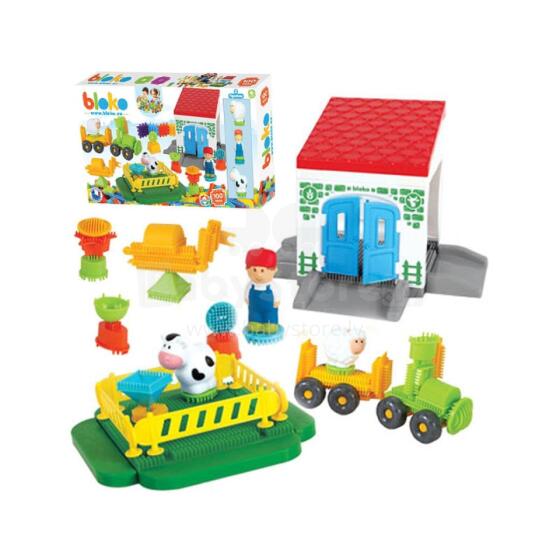 MOCHTOYS Ezis Bloki Pin Bricks FERMA kastē 100 gab. + 3 figūras