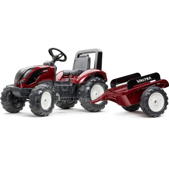 FALK Sarkan Pedāļu Traktors Valtra S4 ar Piekabi Bērniem no 3 Gadiem