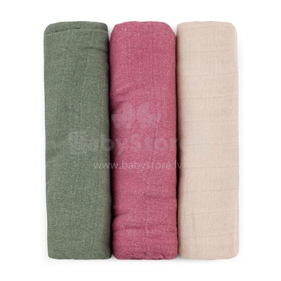 PETITE&MARS 415369 Set of Bamboo Muslin Diapers 3 pcs 68x68 cm Botanic Tones