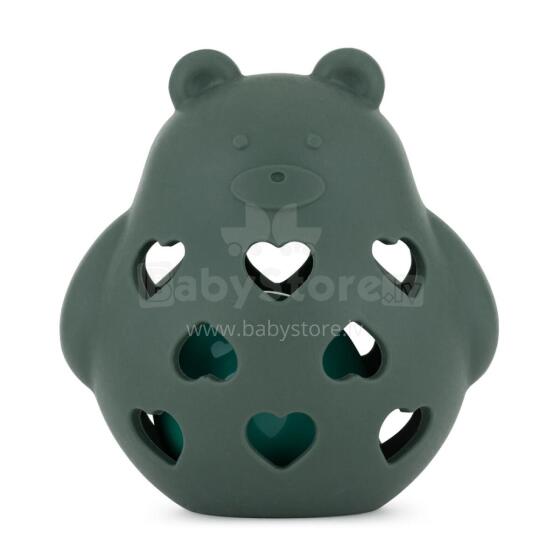 PETITE&MARS 606817 Silicone Rattle Toy Bear Basil Misty Green