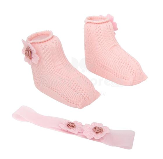 Arias doll baby knitted socks and bow set, pink
