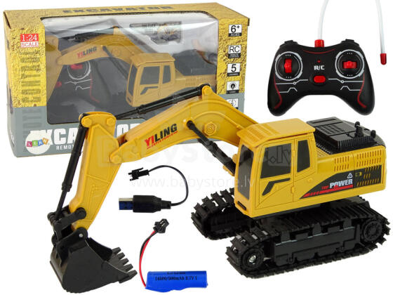 Transporta ekskavators R/C 1:24 dzeltenā krāsā