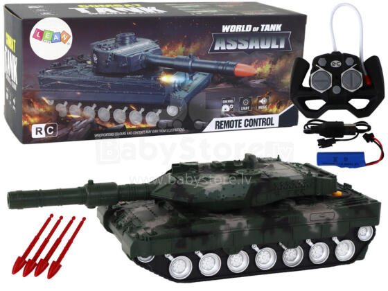 Tālvadības RC tanks 27 MHz zaļš