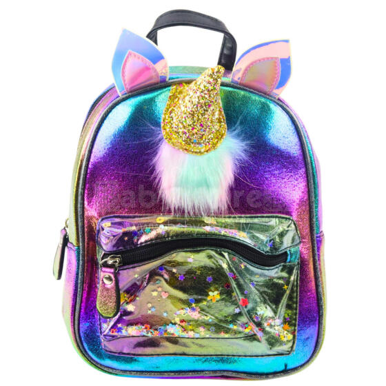 Children's Backpack with Unicorn Horn Moving Confetti Rainbow 25cm 4.5L