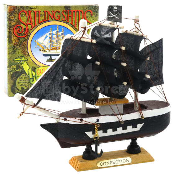Kolekcionējams modelis dekoratīvs pirātu burinieks melns 16x15cm