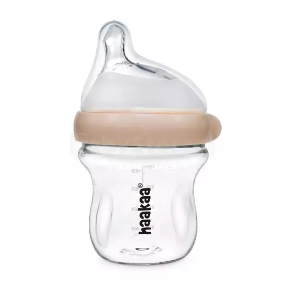 Haakaa Glass Baby Bottle Art.BHK138-P  Anti-koliku stikla bērnu  barošanas pudelīte 120ml