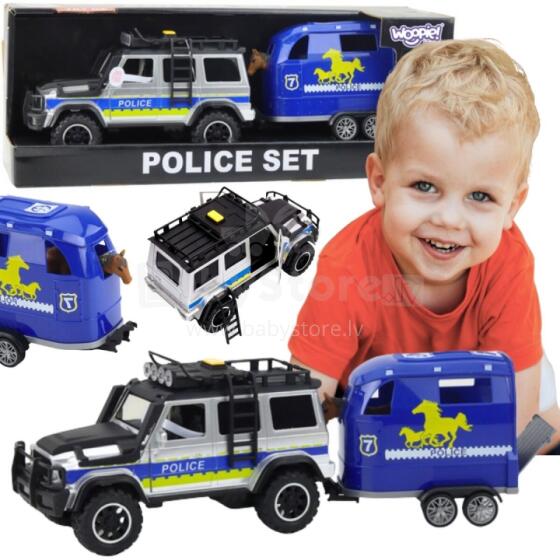 WOOPIE Police Off-Road Vehicle Set with Horse Trailer