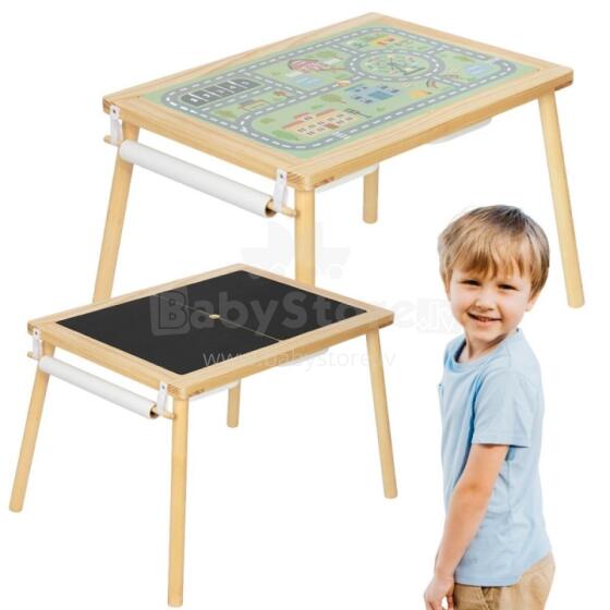 WOOPIE GREEN Wooden Activity Table 4in1 Chalkboard City Map Paper Drawing Roll
