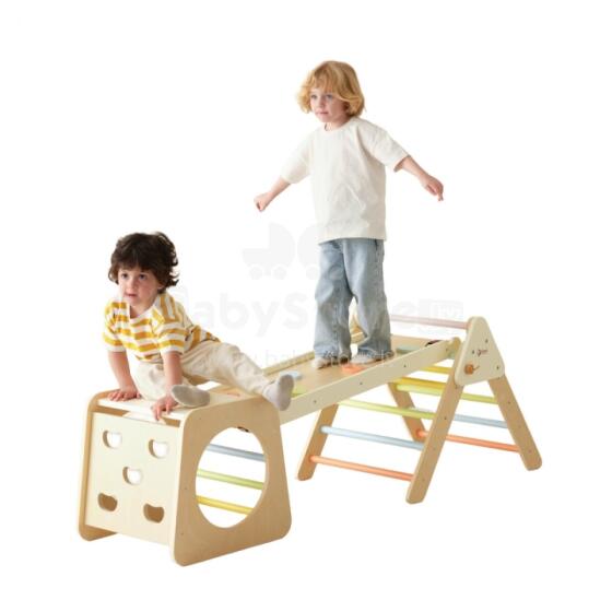 CLASSIC WORLD Koka Kāpšanas Komplekts Trīsstūris Montessori 5-in-1 - Iekštelpu Spēļu Zāle Bērniem
