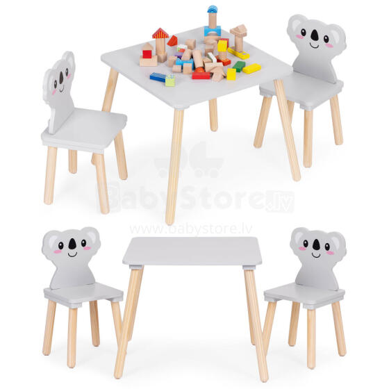 Bērnu mēbeļu komplekts galds + 2 krēsli Koala ECOTOYS