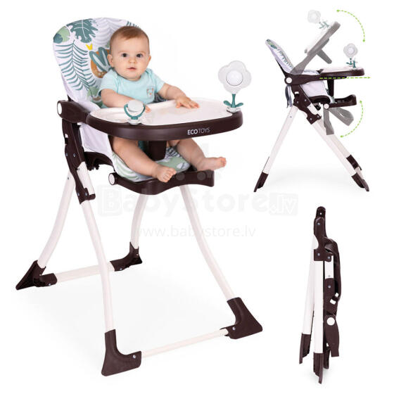 Складной высокий стул для кормления с игрушками ECOTOYS