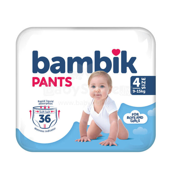 Bambik Jumbo Baby Pants Size 4 Art.268279 autiņbiksītes  9-15 kg 36gab
