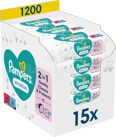 Pampers Sensitive Mega XXXL Pack Art.P04H178  Детские влажные салфетки,15x80 шт