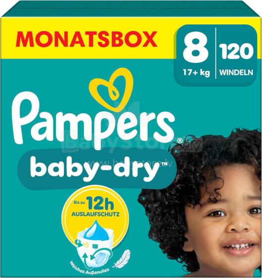 Pampers Baby Dry Mega XXXL Pack  Art.268351  Подгузники S8 размер,17+кг,120 шт.