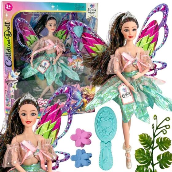 WOOPIE ROYAL Doll Emi Fairy with Colorful Wings and Hairbrush