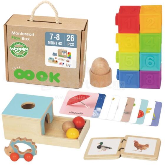 WOOPIE GREEN Box XXL Educational Montessori 6in1 Sensory for 7-8 Months 26pcs FSC