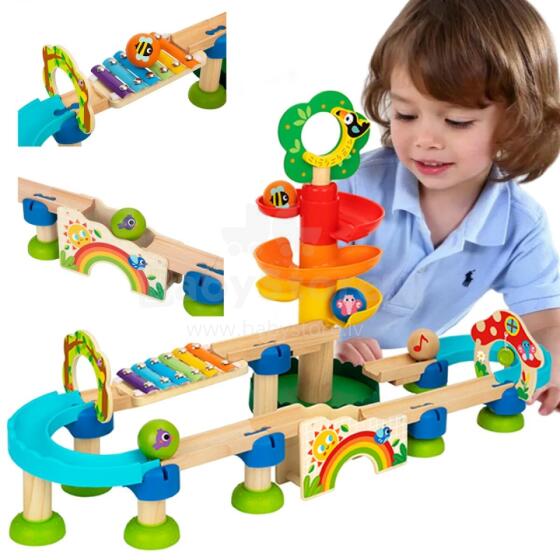 Деревянная музыкальная мраморная трасса Tooky Toy 44 детали