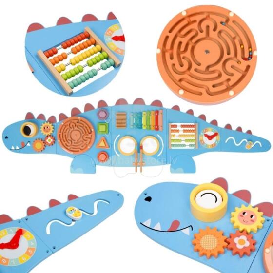 WOOPIE GREEN Koka Sienas Aktivitāšu Dēlis Dinosaurus Montessori FSC