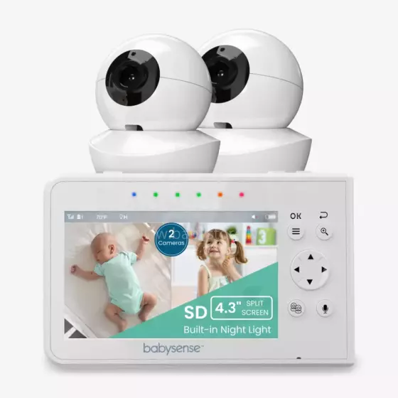 Babysense  Video Baby Monitor with 2 Cameras Art.V43 Video Baby Monitor with 2 Cameras, Non Wifi, Split Screen & Night Light Machine
