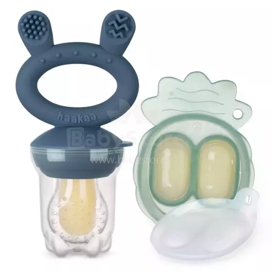 Haakaa Fresh Food Feeder Mini Combo Art.BHK154-SB Steel Blue силиконовoe cитечко для кормления свежими овощами
