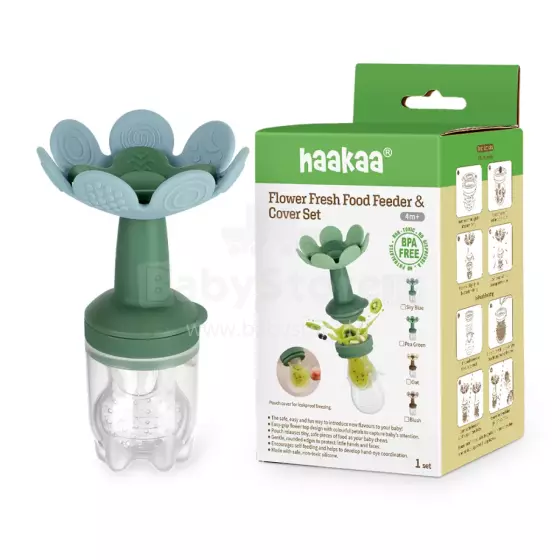 Haakaa Flower Freeze-N-Feed Mini Combo Art.BHK157-KB Sky Blue Silikona svaiga ēdiena barotājs