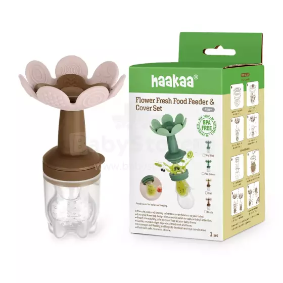Haakaa Flower Freeze-N-Feed Mini Combo Art.BHK157-BH Blush  Silicone strainer for feeding fresh vegetables (Nibbler)