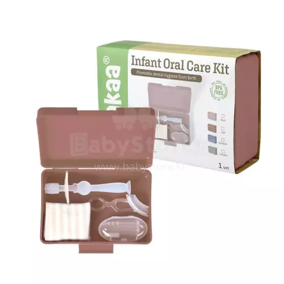 Haakaa Infant Oral Care Kit Art.BHK024-R Rust Pirmo zobiņu un mutes higiēnas komplekts