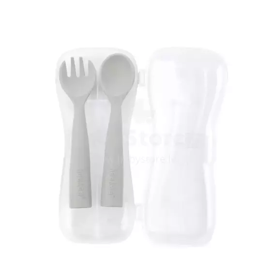 Haakaa Silicone Cutlery Set Art.UTE74-S Suva Grey  Elastīgs silikona galda piederumu komplekts