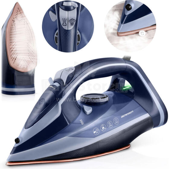Tvaika gludeklis 3000W Berdsen BD-330 ar keramikas pārklājumu vertikālai darbībai