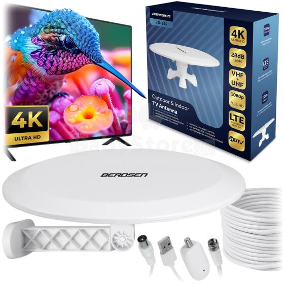 Iekštelpu Āra TV Antena Ultra HD 4K Berdsen BD-955 Balta