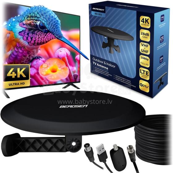 Indoor Outdoor TV Antenna Ultra HD 4K Berdsen BD-955 Black