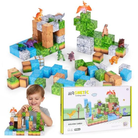 Eco Toys Magnetic Building Blocks Art.HC713653  Magnētiskie Konstrukcijas Bloki 3D Kubi Izglītojošais Komplekts 114 gab.