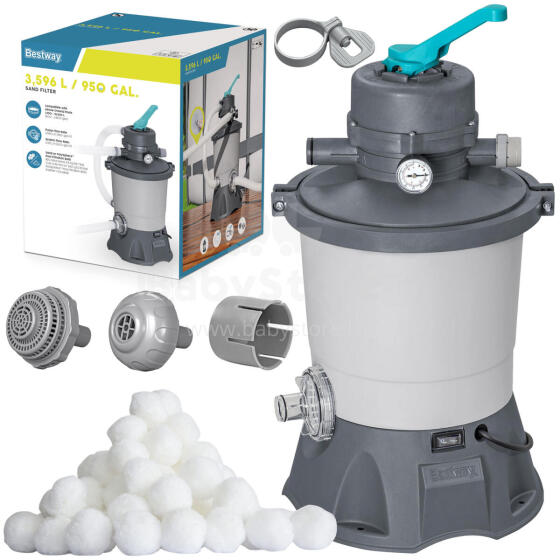 Smilšu sūknis baseiniem + filtrēšanas bumbiņas 3596l/h Bestway 58515