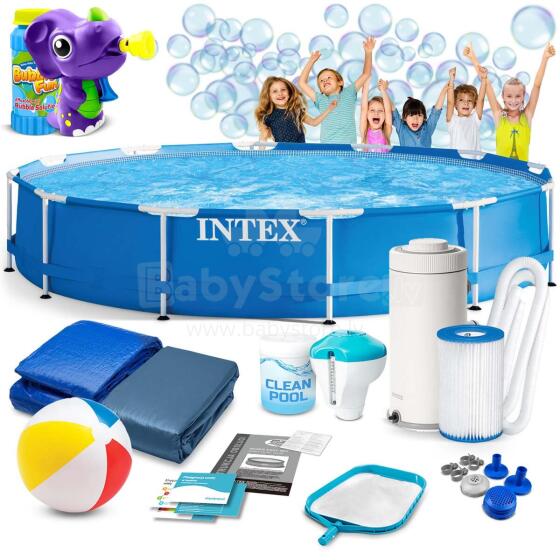 Intex 28212 366 x 76 cm 16-in-1 rāmis baseins + burbuļu mašīna BEZMAKSAS