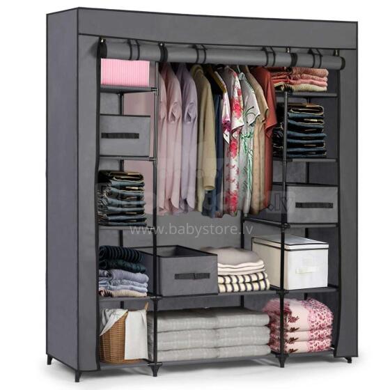 Large textile wardrobe with drawers Massido - graphite