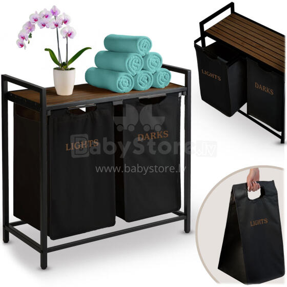 Laundry basket with two compartments on a frame 80 l Massido