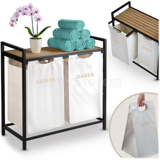 Laundry basket with two compartments on a frame 80 l Massido