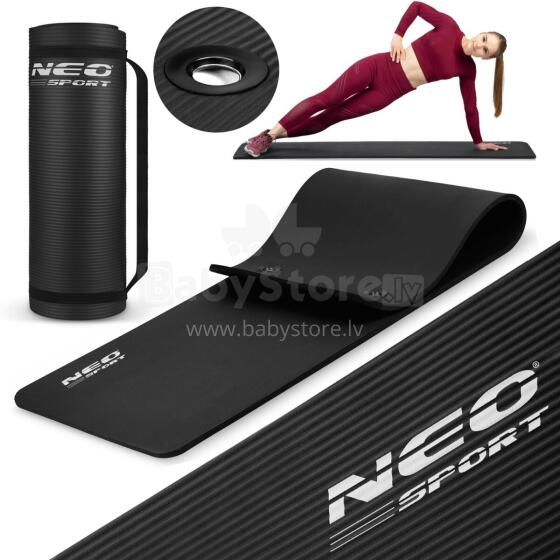 Vingrošanas paklājs ar caurumiem biezums 183 x 60 cm Neo-Sport - 192000 melns