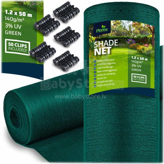 Shading net 1.2x50m 140g/m2 + 50 green clamps