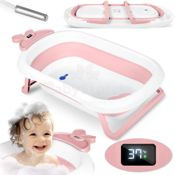 Baby bathtub with thermometer RK-282 white-pink