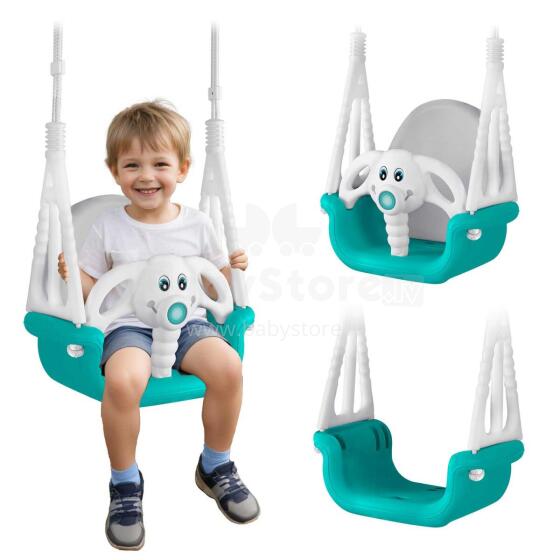 Zilonis spainis šūpuļtīkls 3in1 Ricokids tirkīza krāsā